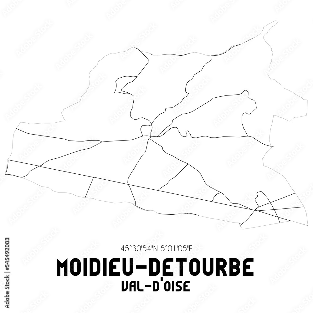 MOIDIEU-DETOURBE Val-d'Oise. Minimalistic street map with black and white lines. MOIDIEU-DETOURBE Val-d'Oise. Minimalistic street map with black and white lines.
