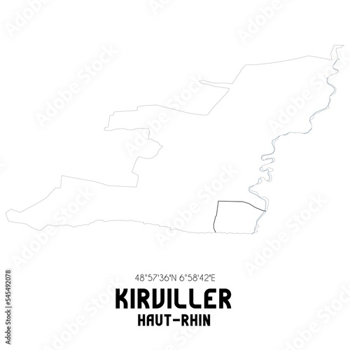 KIRVILLER Haut-Rhin. Minimalistic street map with black and white lines.