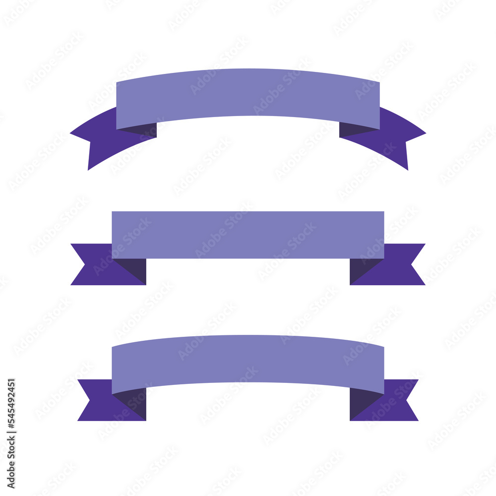 Blue ribbons set. Vector illustration ribbon banners.