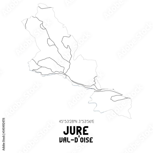 Fototapeta Naklejka Na Ścianę i Meble -  JURE Val-d'Oise. Minimalistic street map with black and white lines.