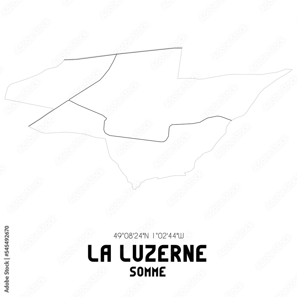 LA LUZERNE Somme. Minimalistic street map with black and white lines.