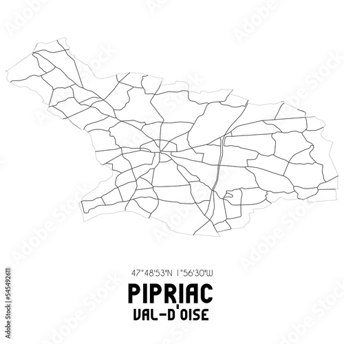 PIPRIAC Val-d'Oise. Minimalistic street map with black and white lines.