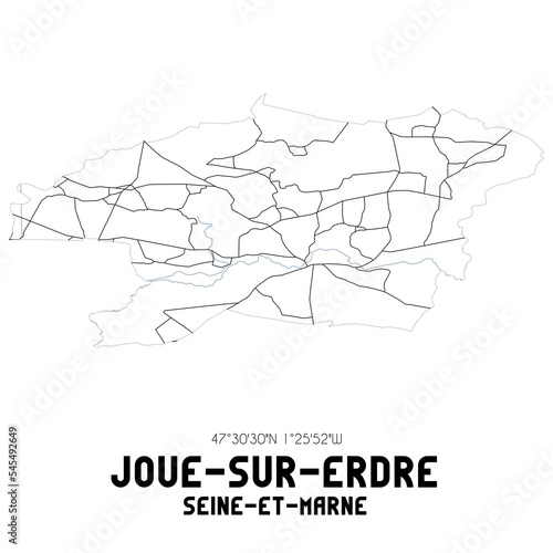 JOUE-SUR-ERDRE Seine-et-Marne. Minimalistic street map with black and white lines.