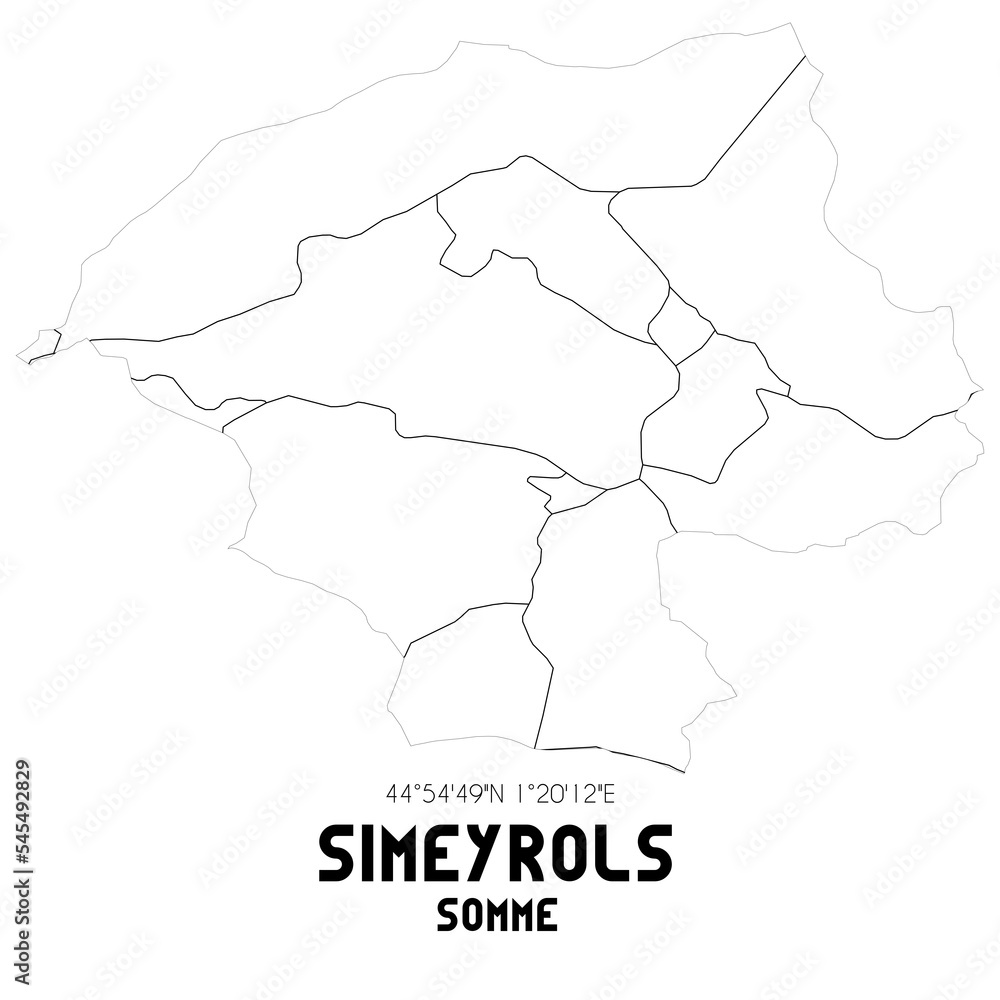 SIMEYROLS Somme. Minimalistic street map with black and white lines.