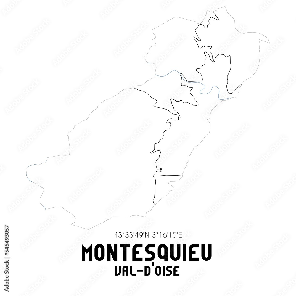 MONTESQUIEU Val-d'Oise. Minimalistic street map with black and white lines. MONTESQUIEU Val-d'Oise. Minimalistic street map with black and white lines.