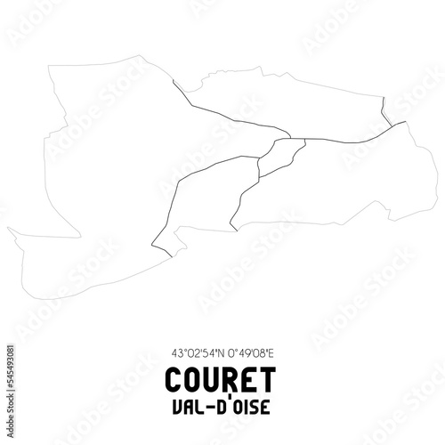 COURET Val-d'Oise. Minimalistic street map with black and white lines.