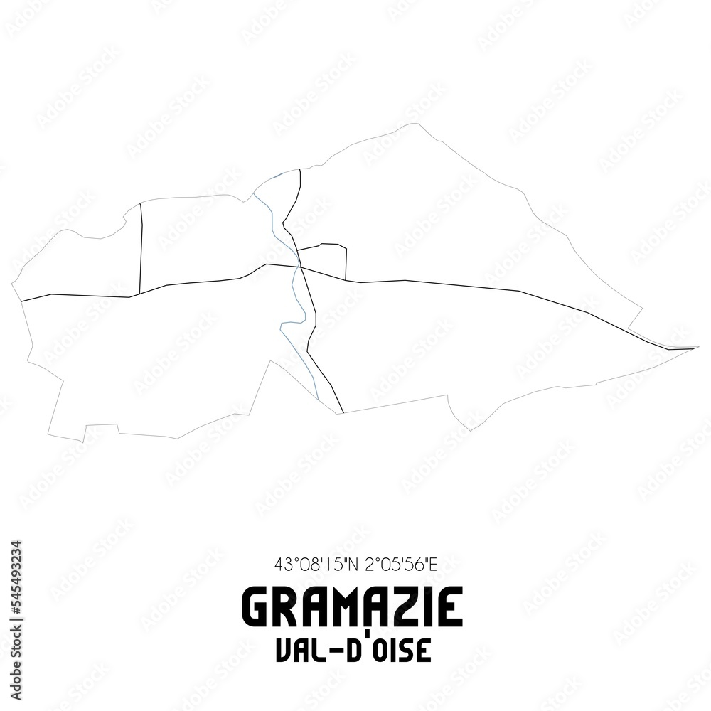 GRAMAZIE Val-d'Oise. Minimalistic street map with black and white lines. GRAMAZIE Val-d'Oise. Minimalistic street map with black and white lines.
