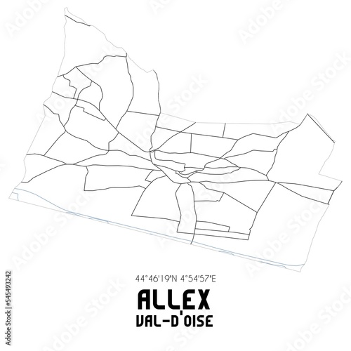 ALLEX Val-d'Oise. Minimalistic street map with black and white lines. photo