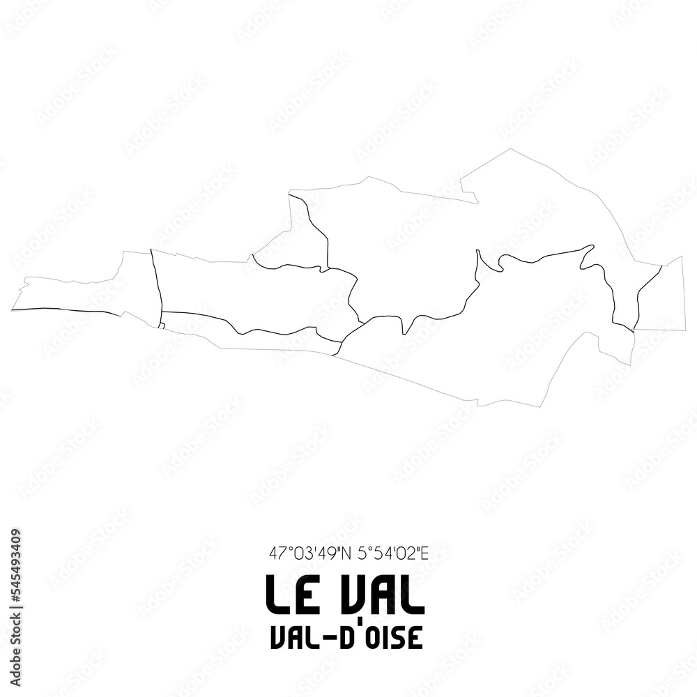LE VAL Val-d'Oise. Minimalistic street map with black and white lines. LE VAL Val-d'Oise. Minimalistic street map with black and white lines.