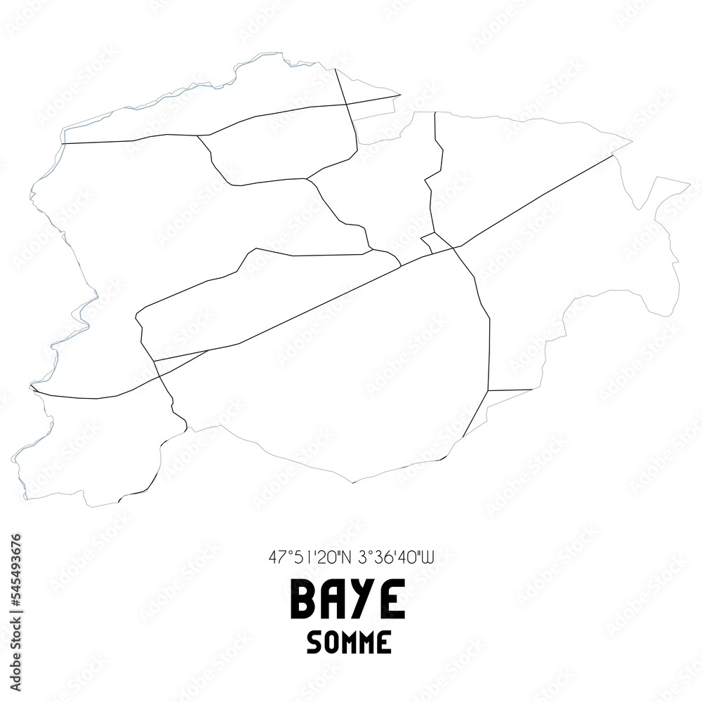 BAYE Somme. Minimalistic street map with black and white lines.