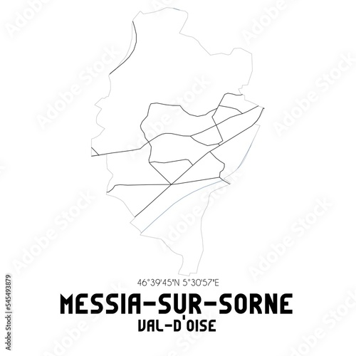 MESSIA-SUR-SORNE Val-d'Oise. Minimalistic street map with black and white lines.