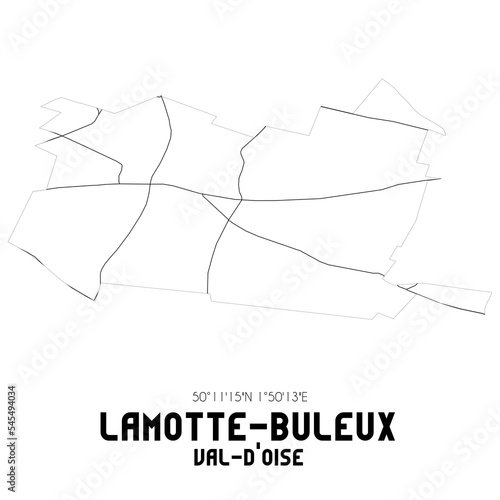 LAMOTTE-BULEUX Val-d'Oise. Minimalistic street map with black and white lines.