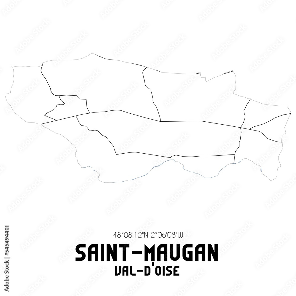 SAINT-MAUGAN Val-d'Oise. Minimalistic street map with black and white lines.