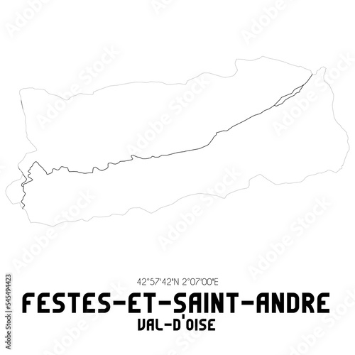 FESTES-ET-SAINT-ANDRE Val-d Oise. Minimalistic street map with black and white lines.