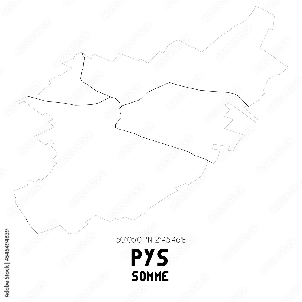 PYS Somme. Minimalistic street map with black and white lines. PYS Somme. Minimalistic street map with black and white lines.