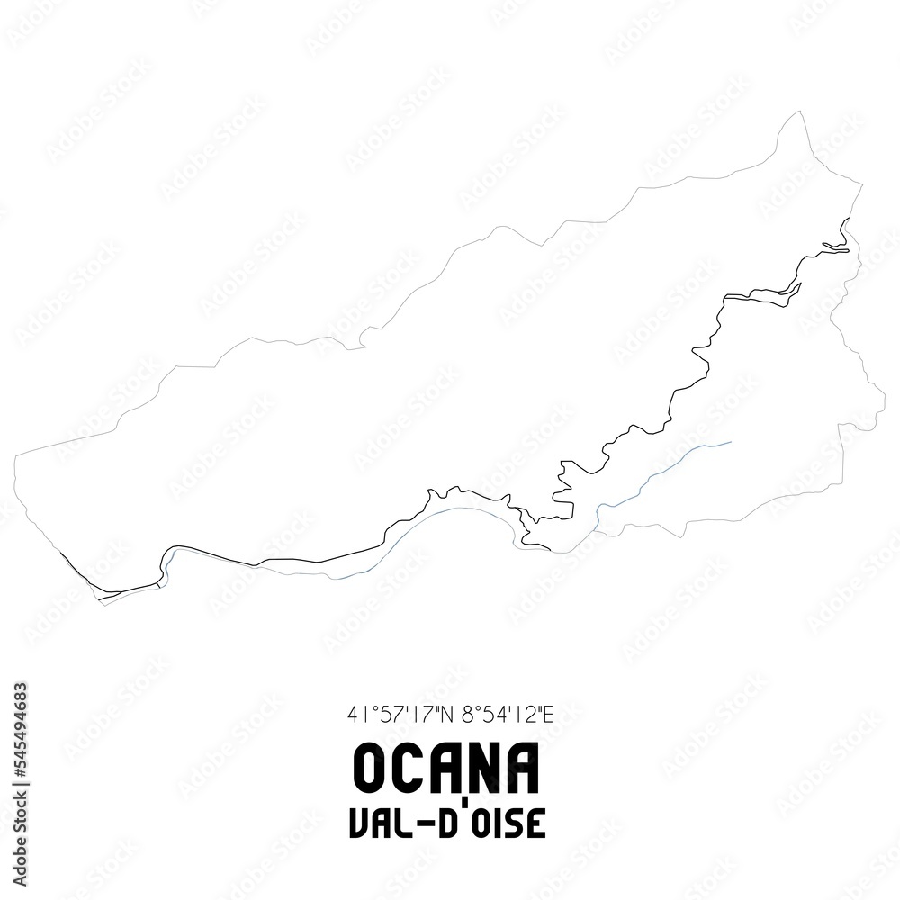 OCANA Val-d'Oise. Minimalistic street map with black and white lines.