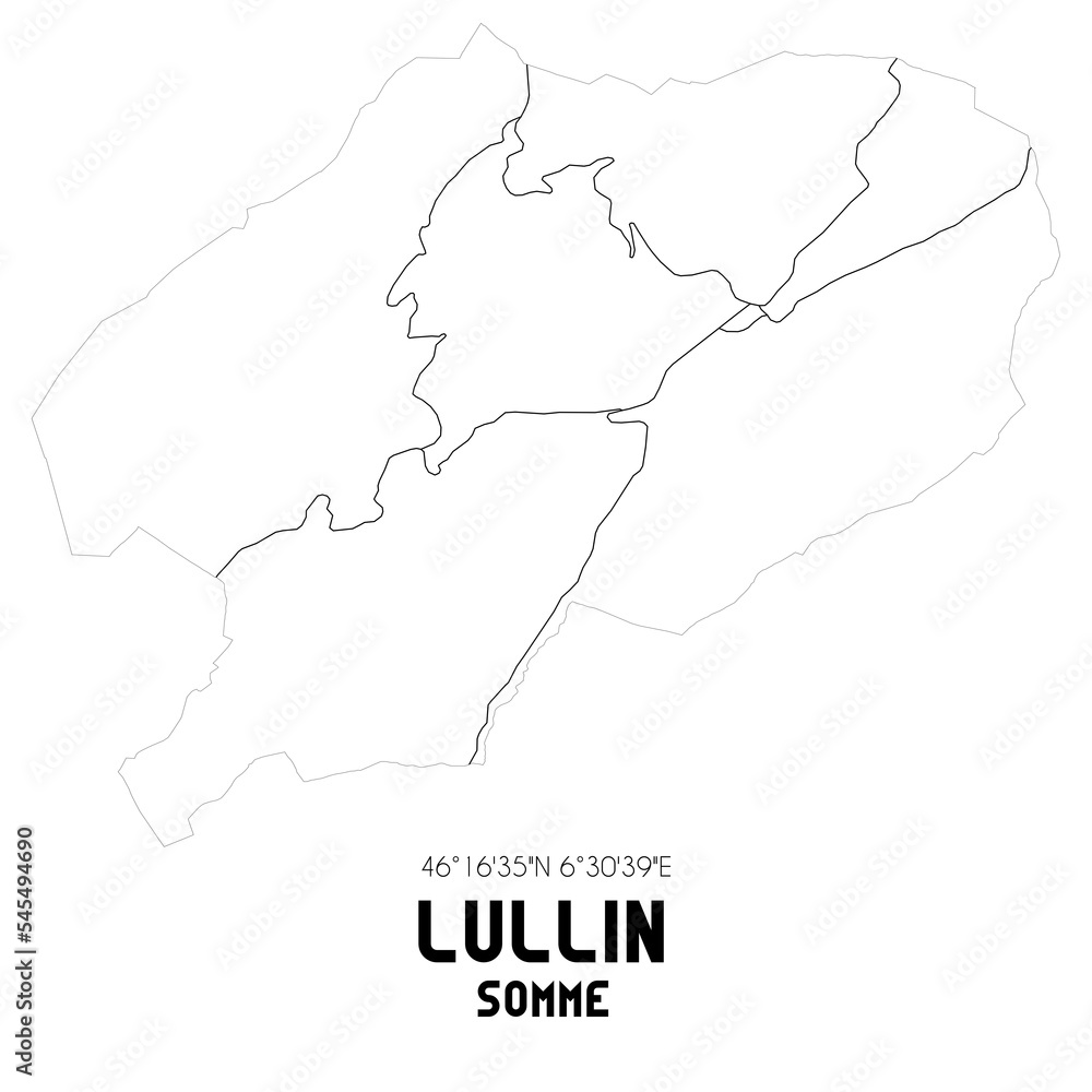 LULLIN Somme. Minimalistic street map with black and white lines.
