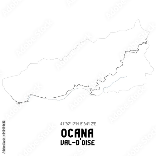 OCANA Val-d'Oise. Minimalistic street map with black and white lines. photo