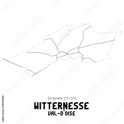 WITTERNESSE Val-d Oise. Minimalistic street map with black and white lines.