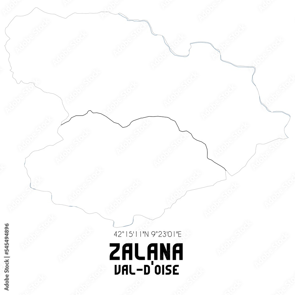 ZALANA Val-d'Oise. Minimalistic street map with black and white lines. ZALANA Val-d'Oise. Minimalistic street map with black and white lines.