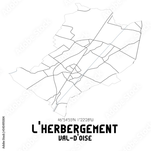 L'HERBERGEMENT Val-d'Oise. Minimalistic street map with black and white lines.