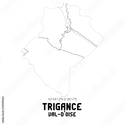 TRIGANCE Val-d'Oise. Minimalistic street map with black and white lines. photo
