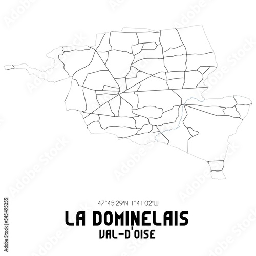LA DOMINELAIS Val-d'Oise. Minimalistic street map with black and white lines.