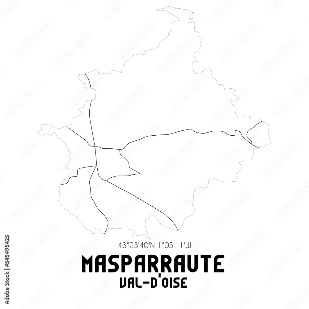 MASPARRAUTE Val-d'Oise. Minimalistic street map with black and white lines. MASPARRAUTE Val-d'Oise. Minimalistic street map with black and white lines.