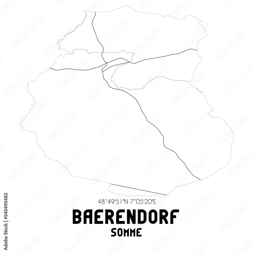 BAERENDORF Somme. Minimalistic street map with black and white lines.