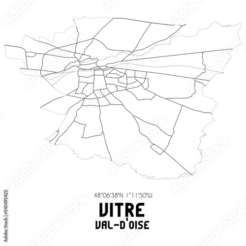 VITRE Val-d'Oise. Minimalistic street map with black and white lines.