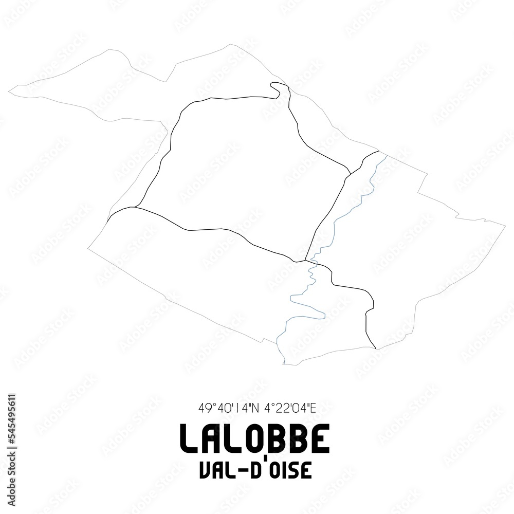 LALOBBE Val-d'Oise. Minimalistic street map with black and white lines.