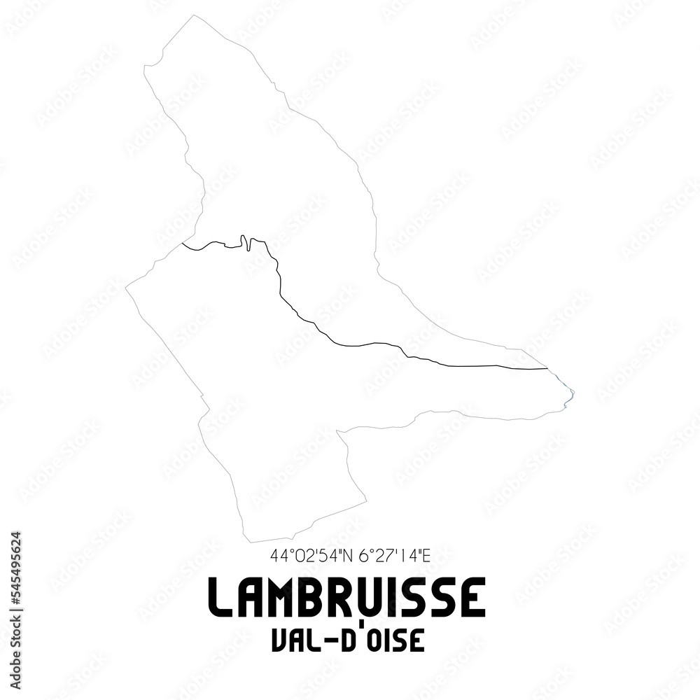 LAMBRUISSE Val-d'Oise. Minimalistic street map with black and white lines. LAMBRUISSE Val-d'Oise. Minimalistic street map with black and white lines.