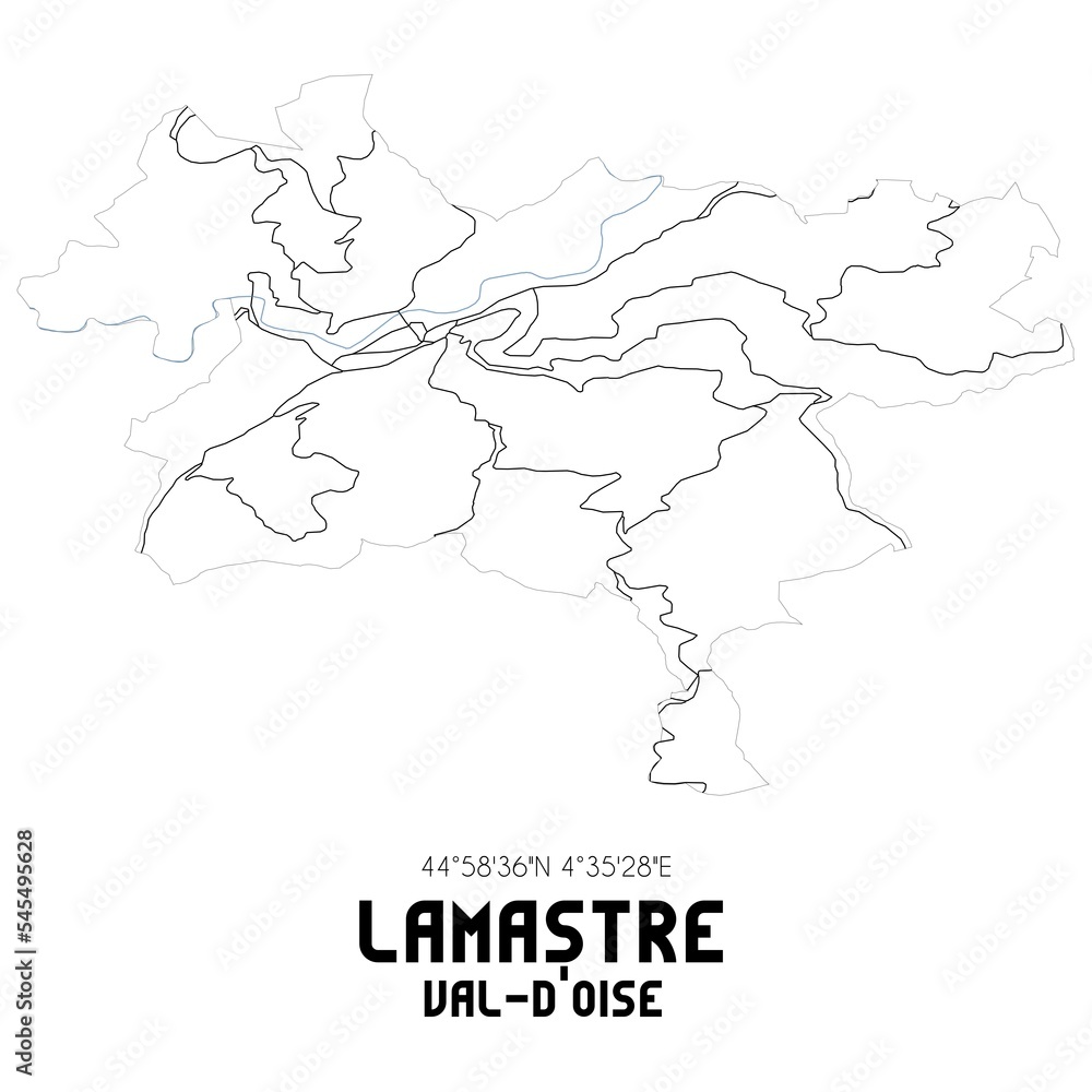 LAMASTRE Val-d'Oise. Minimalistic street map with black and white lines.