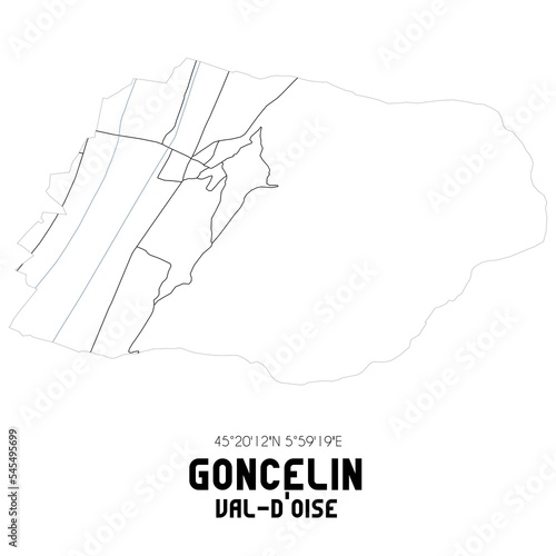 GONCELIN Val-d'Oise. Minimalistic street map with black and white lines.