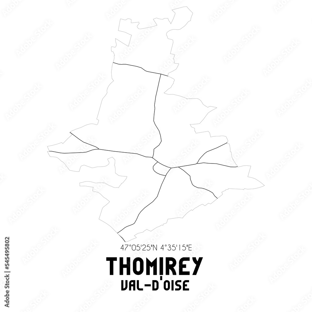 THOMIREY Val-d'Oise. Minimalistic street map with black and white lines.