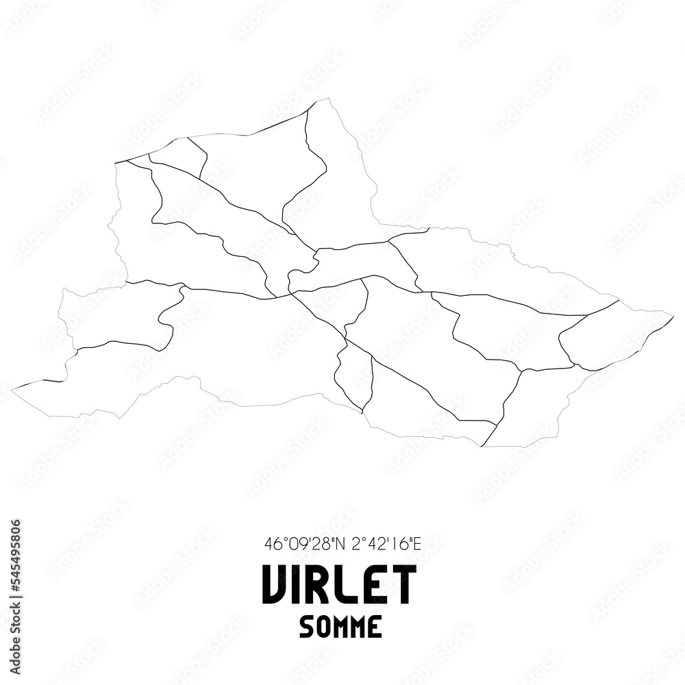 VIRLET Somme. Minimalistic street map with black and white lines.