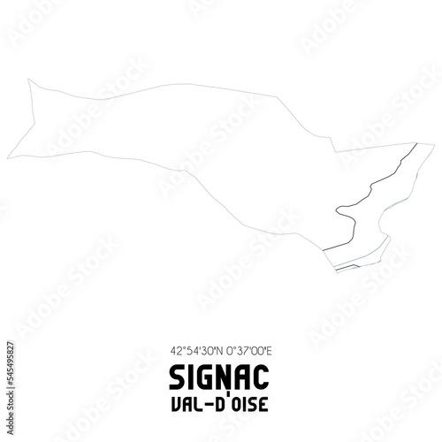 SIGNAC Val-d'Oise. Minimalistic street map with black and white lines.