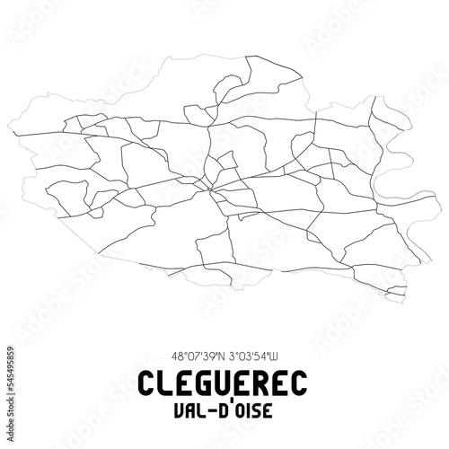 CLEGUEREC Val-d'Oise. Minimalistic street map with black and white lines.