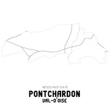 PONTCHARDON Val-d'Oise. Minimalistic street map with black and white lines.
