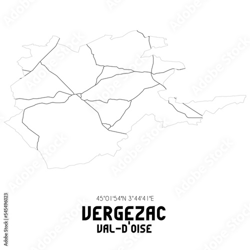 VERGEZAC Val-d'Oise. Minimalistic street map with black and white lines.