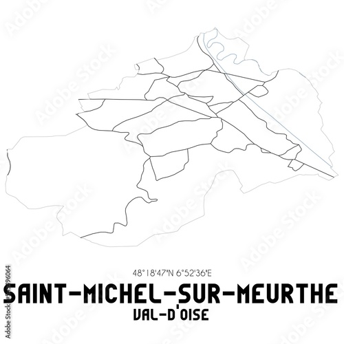 SAINT-MICHEL-SUR-MEURTHE Val-d Oise. Minimalistic street map with black and white lines.