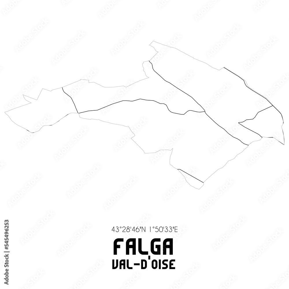 FALGA Val-d'Oise. Minimalistic street map with black and white lines. FALGA Val-d'Oise. Minimalistic street map with black and white lines.