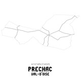 PRECHAC Val-d'Oise. Minimalistic street map with black and white lines.