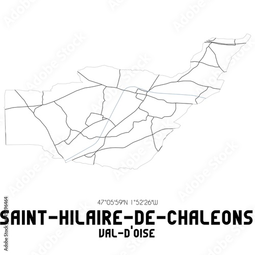 SAINT-HILAIRE-DE-CHALEONS Val-d'Oise. Minimalistic street map with black and white lines.