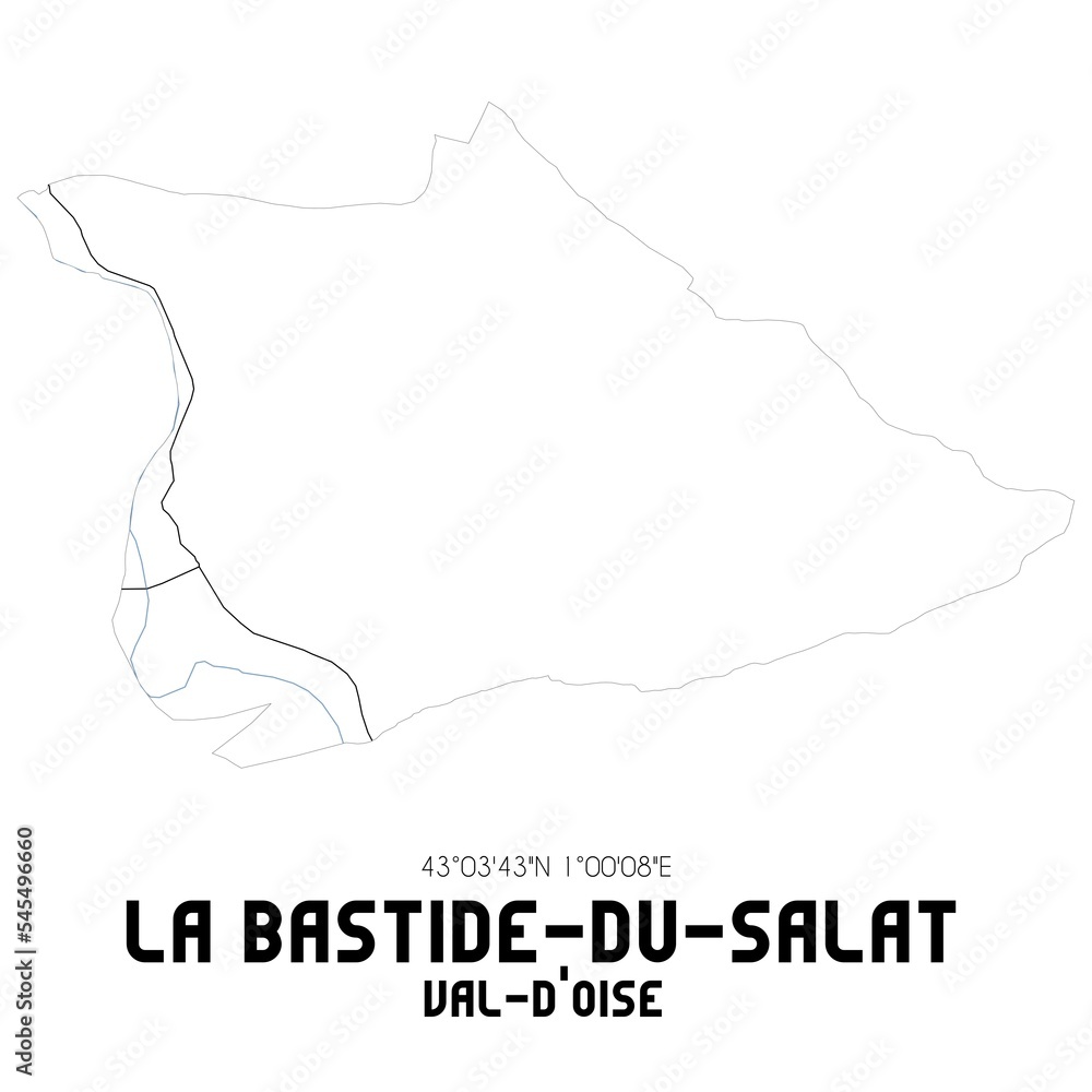 LA BASTIDE-DU-SALAT Val-d'Oise. Minimalistic street map with black and white lines. LA BASTIDE-DU-SALAT Val-d'Oise. Minimalistic street map with black and white lines.