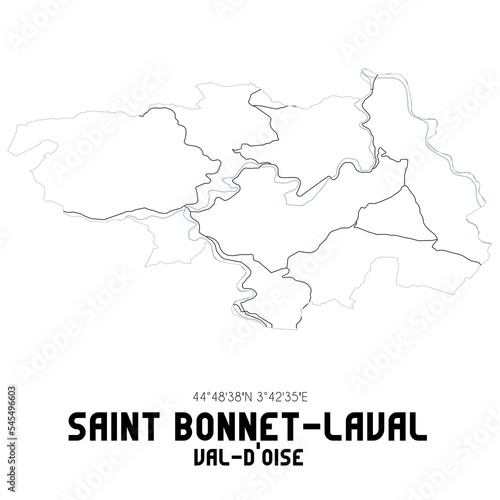 SAINT BONNET-LAVAL Val-d'Oise. Minimalistic street map with black and white lines.