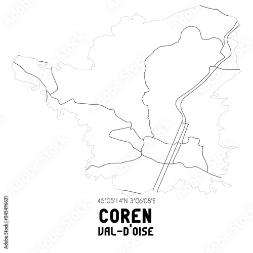 COREN Val-d'Oise. Minimalistic street map with black and white lines. photo