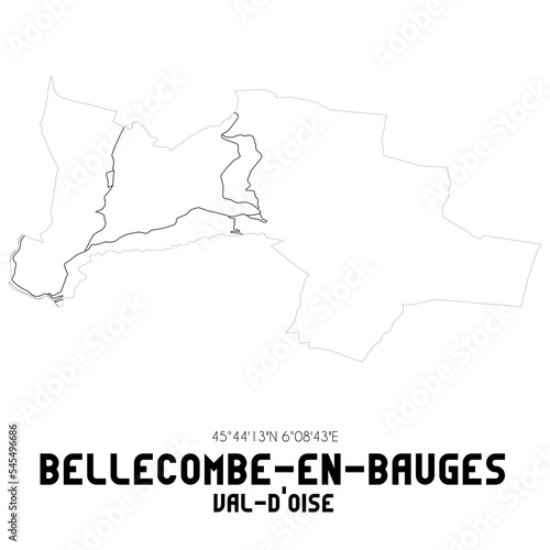 BELLECOMBE-EN-BAUGES Val-d'Oise. Minimalistic street map with black and white lines.