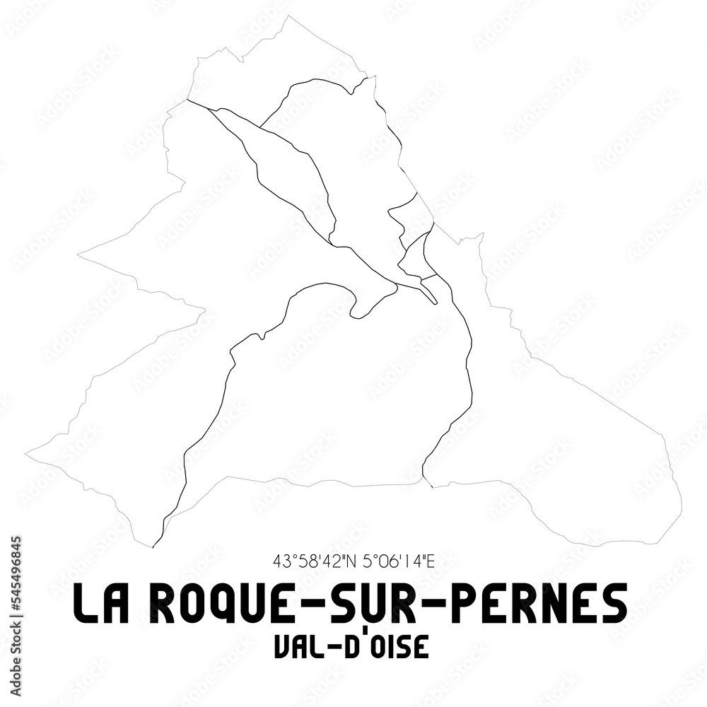 LA ROQUE-SUR-PERNES Val-d'Oise. Minimalistic street map with black and white lines.