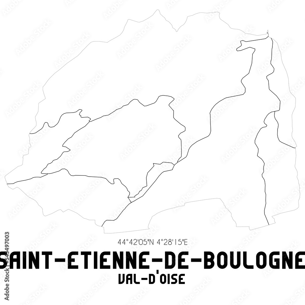 SAINT-ETIENNE-DE-BOULOGNE Val-d'Oise. Minimalistic street map with black and white lines.